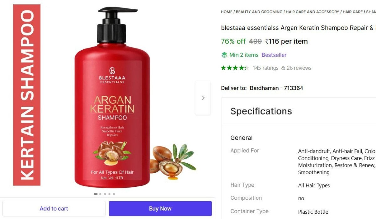 Blestaaa Essentialss Argan Keratin Shampoo (1 L) 1