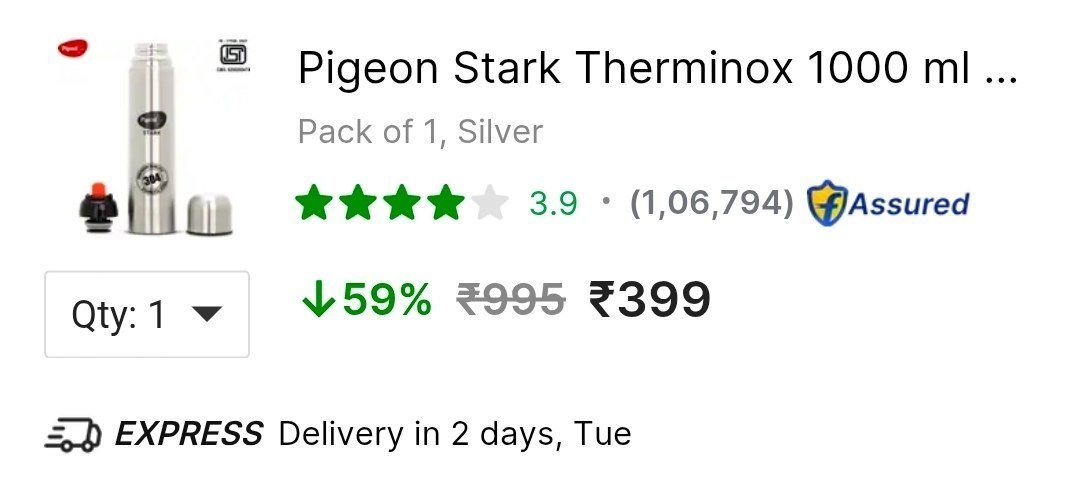 Pigeon 1 Ltr Bottle 399hot Cold Bottle