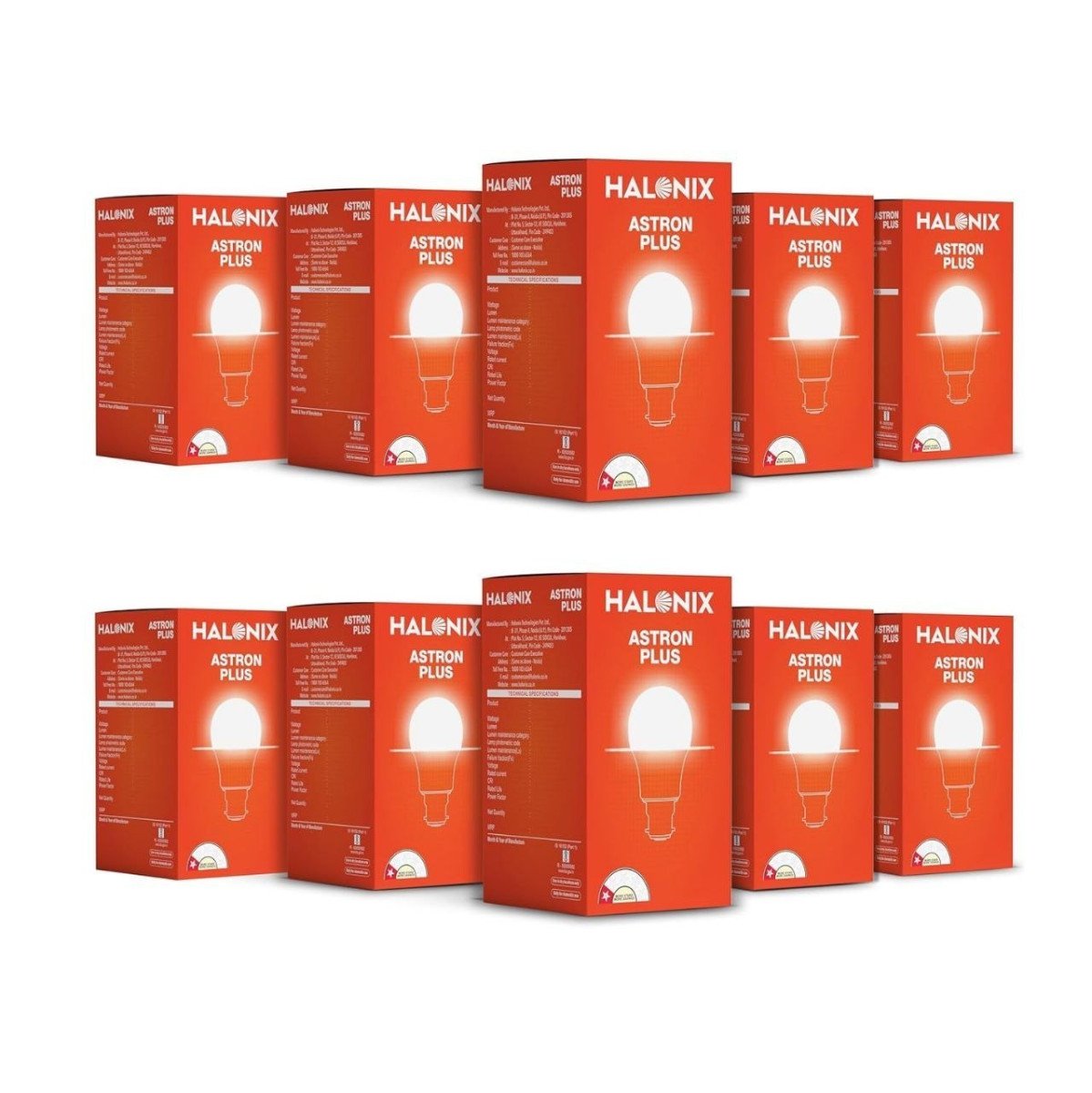 Halonix 10w B22 Led Cool Day Light Bulb Pack Of 10