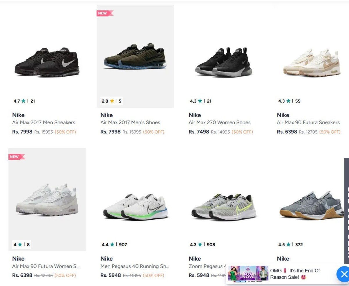 Looootnike Footwear Clothing 50 10 Bank Myntra Rs 