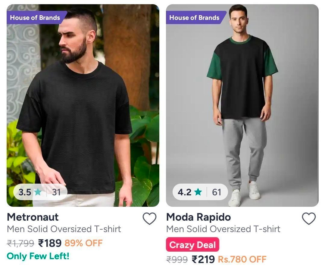 Myntra 90 On Men Dealsoversized T-shirts 249t-shir
