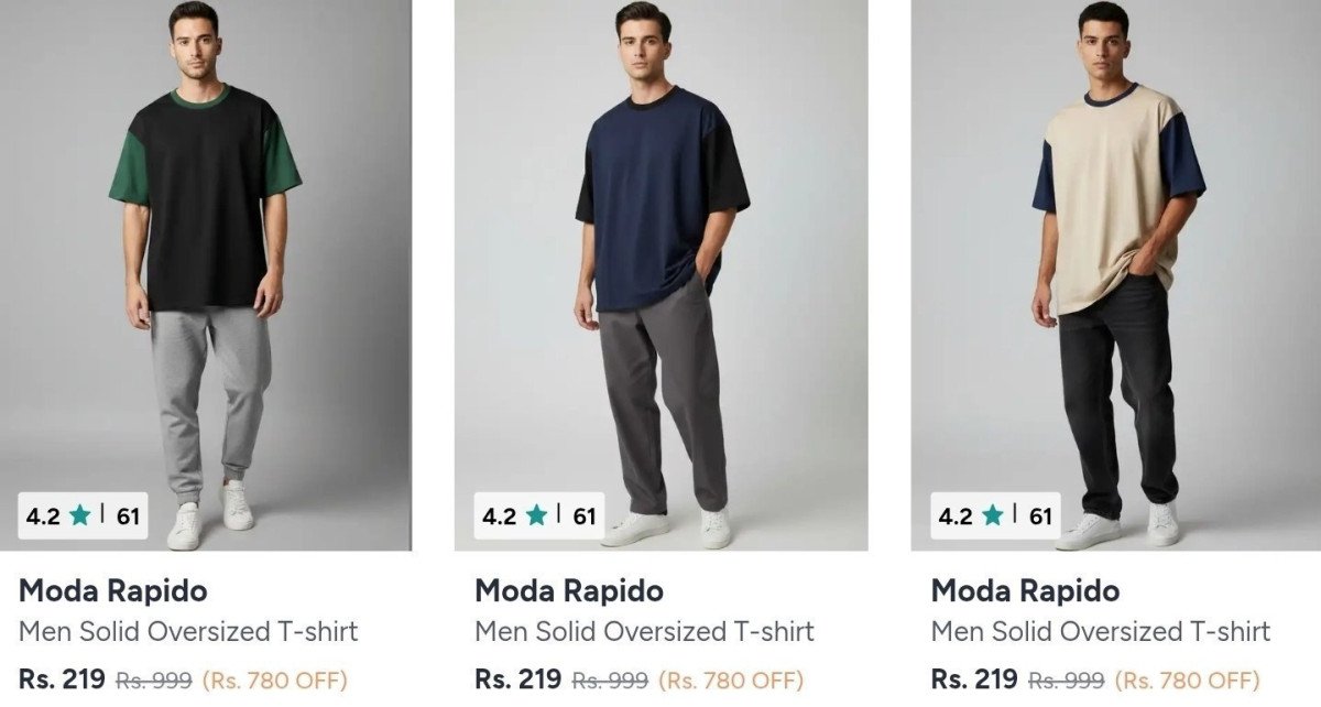Myntra Moda Rapido Oversized T-shirt From 219men W