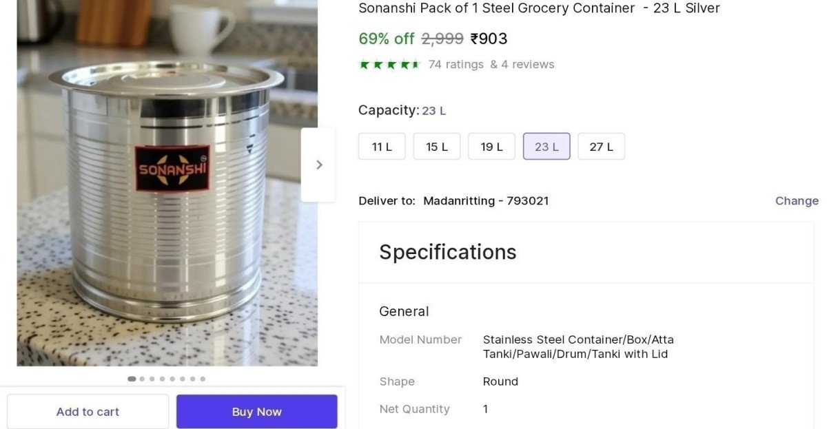 Stainless Steel Container 23l 903