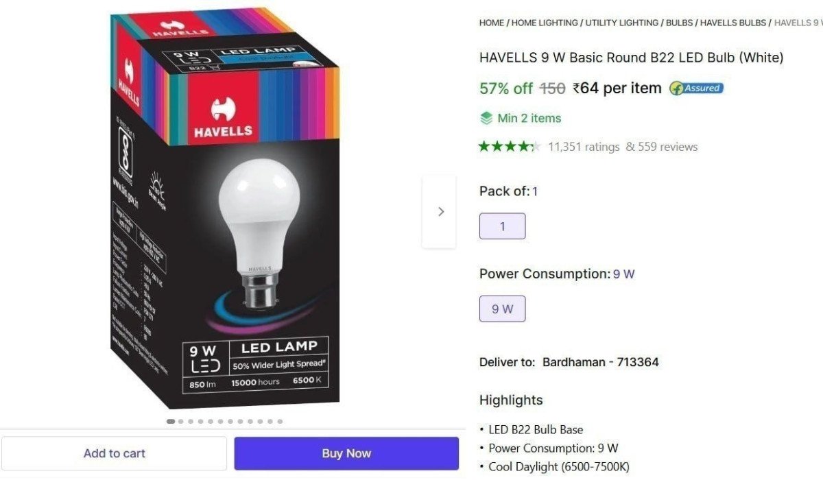 Havells 9w Led Bulb At 64