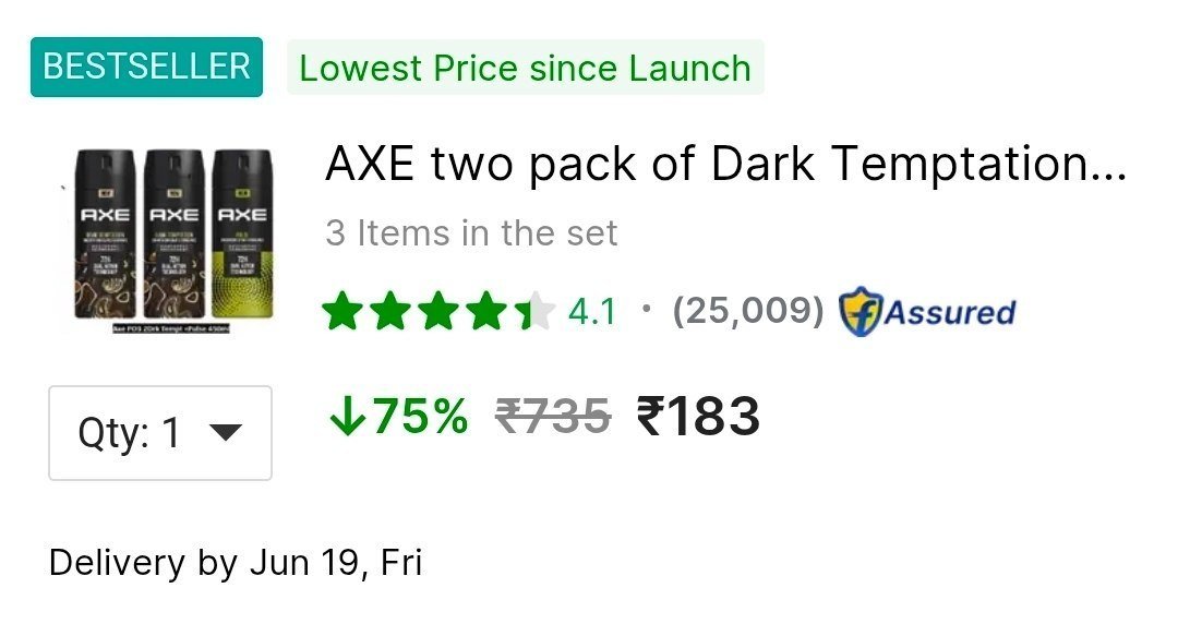 Grab Pack Of 3 Axe Deo 183lowest Since Launch