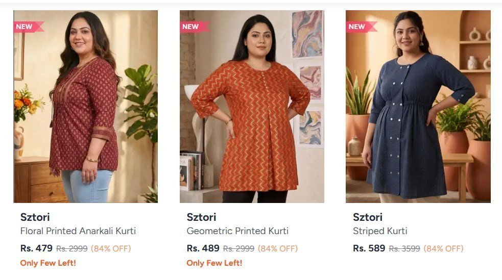 Myntra Up To 84 - Sztori Kurtis Starts At Rs 479