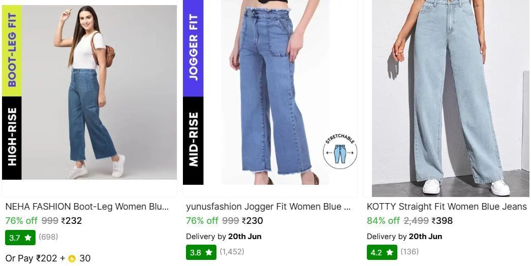 Shopsy Women Jeans Starts Under 499