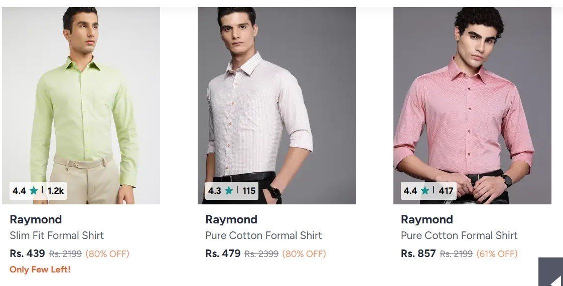 Looootraymond Shirts 80 Starting From Rs 439 Myntr