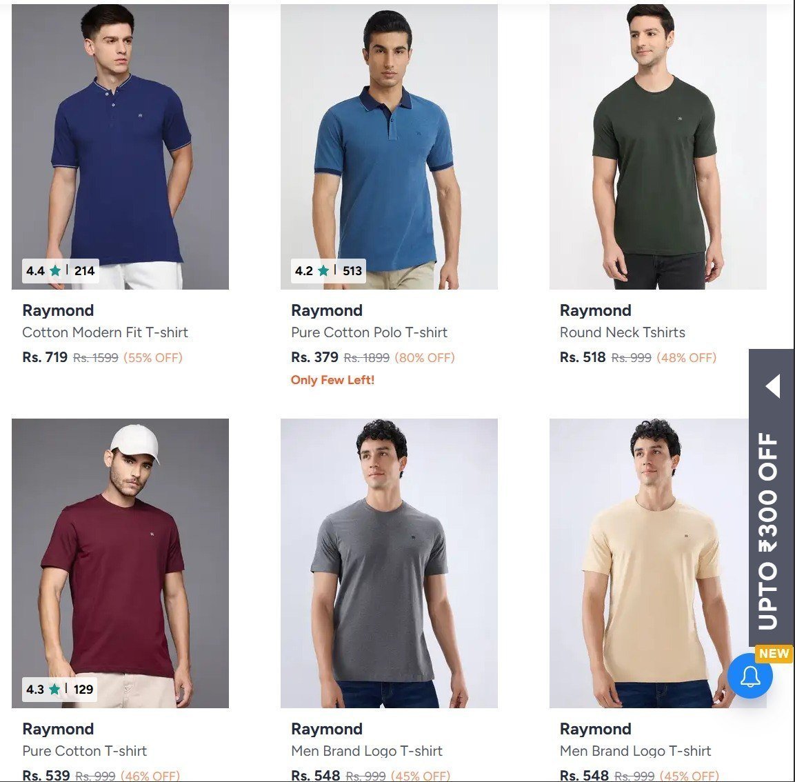 Looootraymond T Shirts 80 Starting From Rs 319 Myn