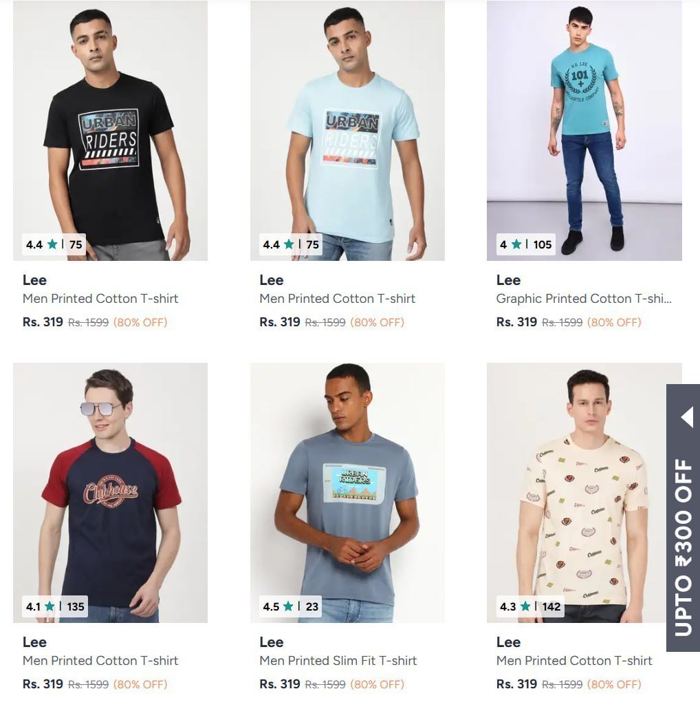 Loooot Myntra Up To 82 - Lee Mens Clothing