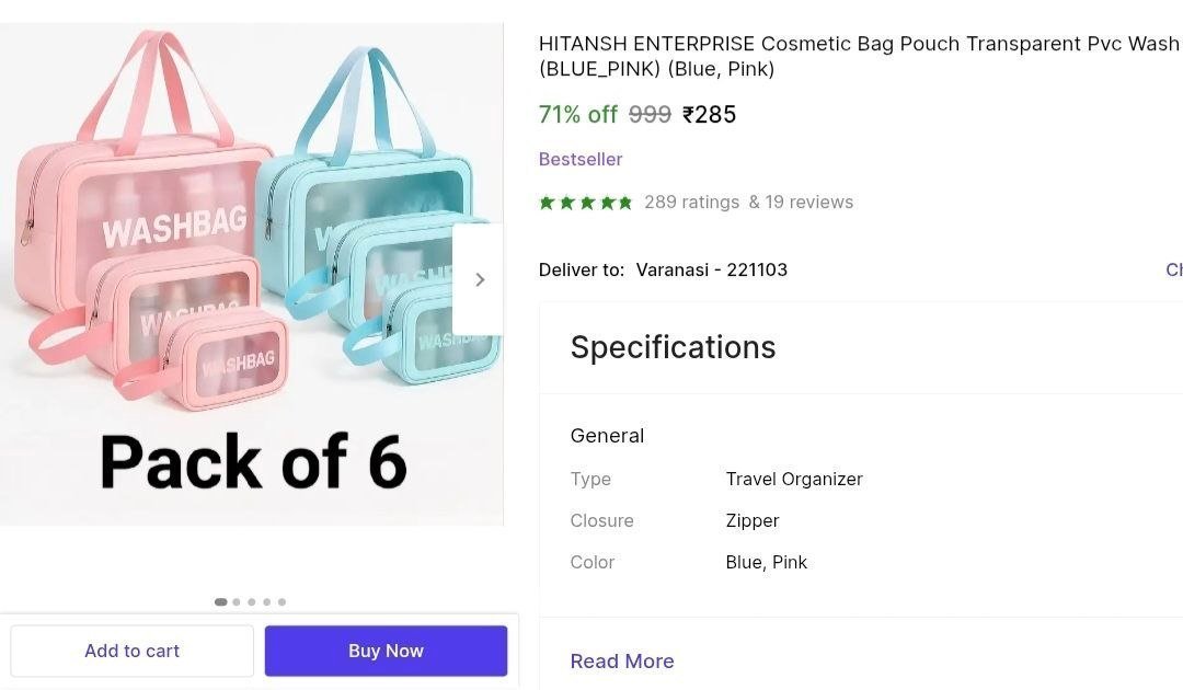 Pack Of 6 Cosmetic Bag 285