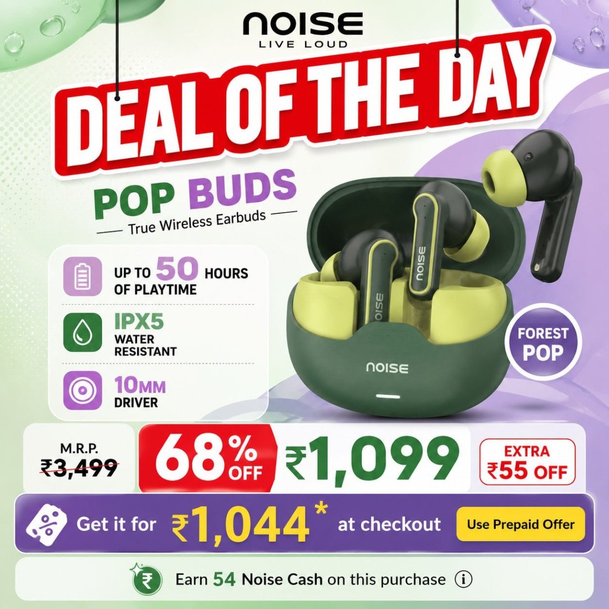 Noise Pop Buds 1 044 68 Extra 55 50h Playtime Ipx5 10mm