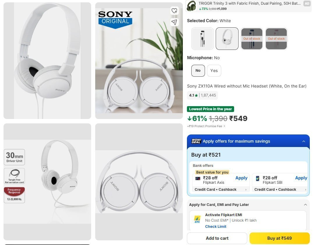 Sony Wired Without Mic 549