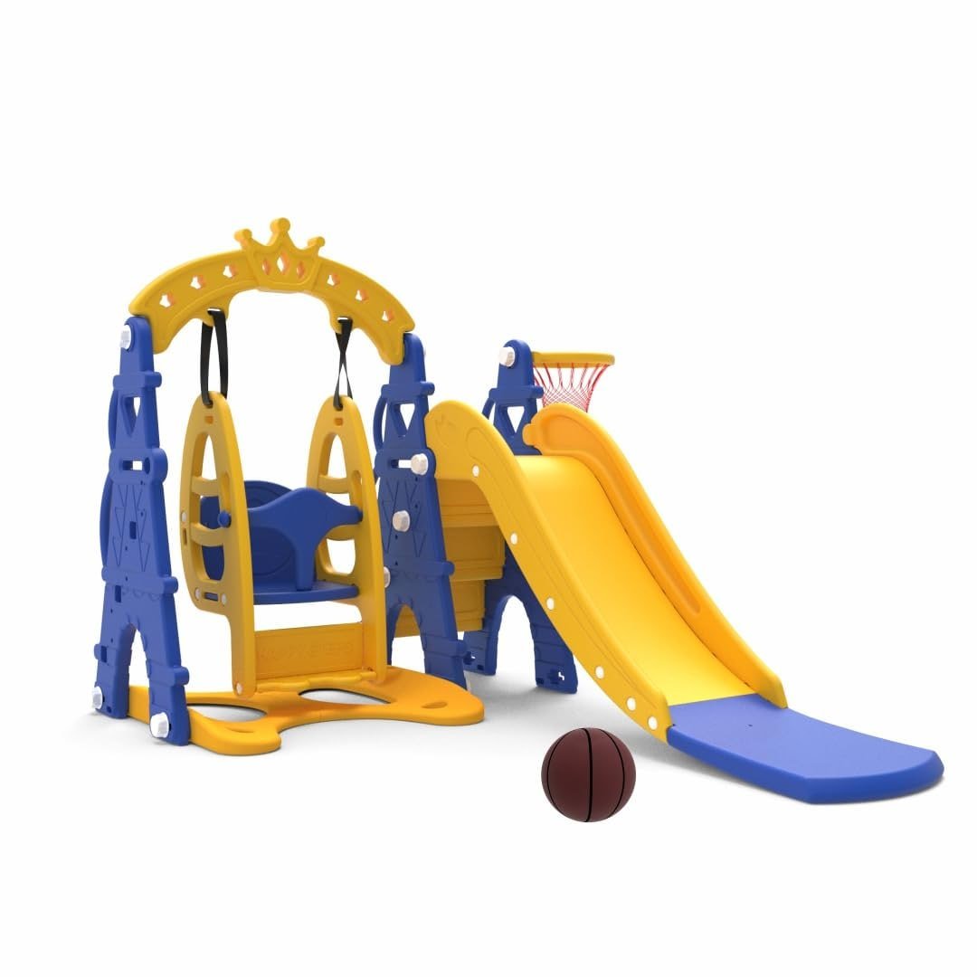 Amazon Brand - Solimo 3-in-1 Garden Castle Slide Swing For Indoor Outdoor