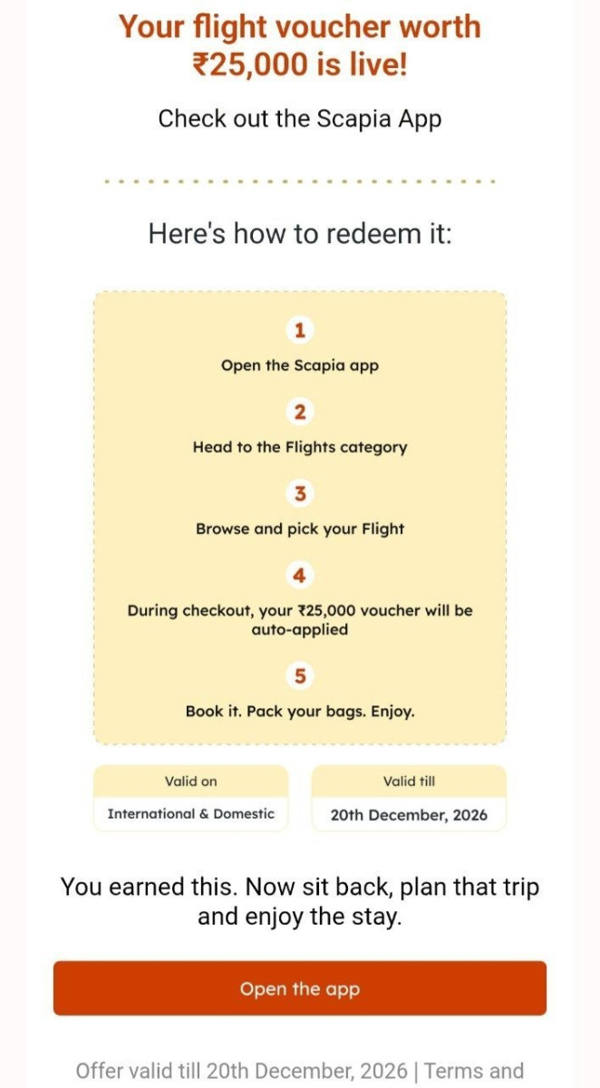 Scapia App Mai 25000 Flight Voucher Bhi Mil Raha H