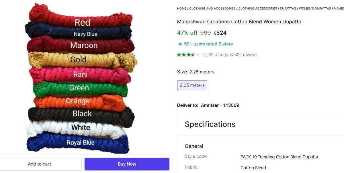 (pack Of 10) Women Dupatta 524