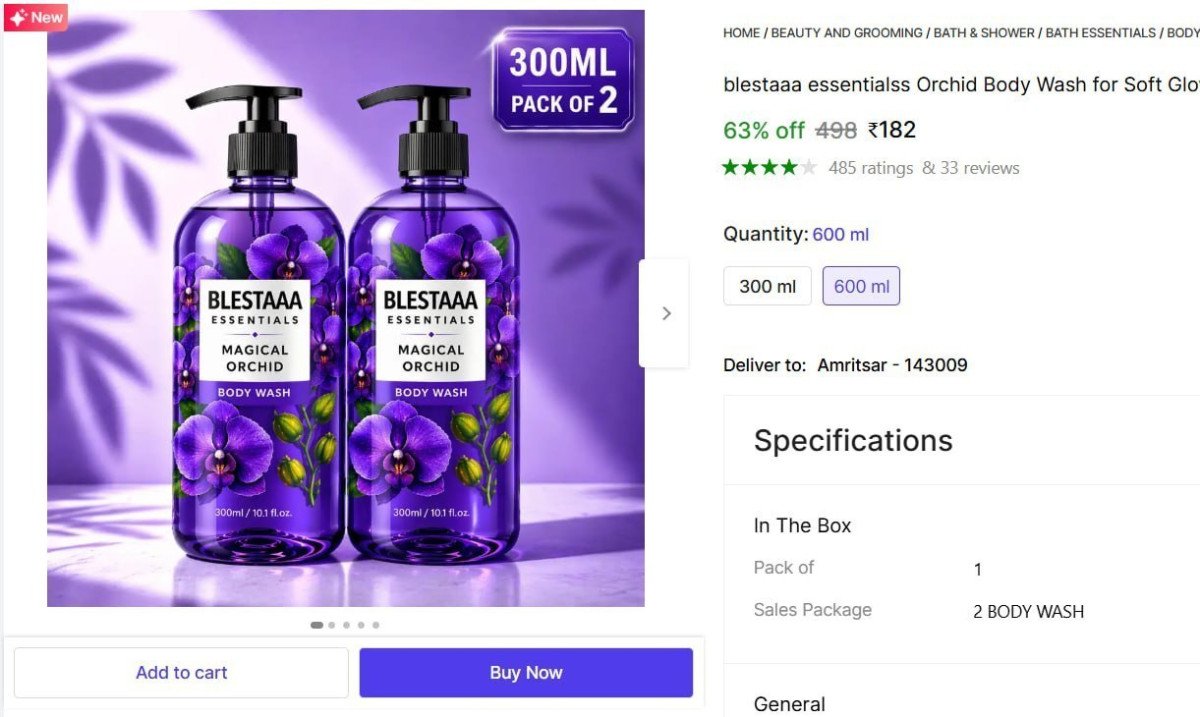 Blestaaa Essentialss Body Wash (600 Ml) 182