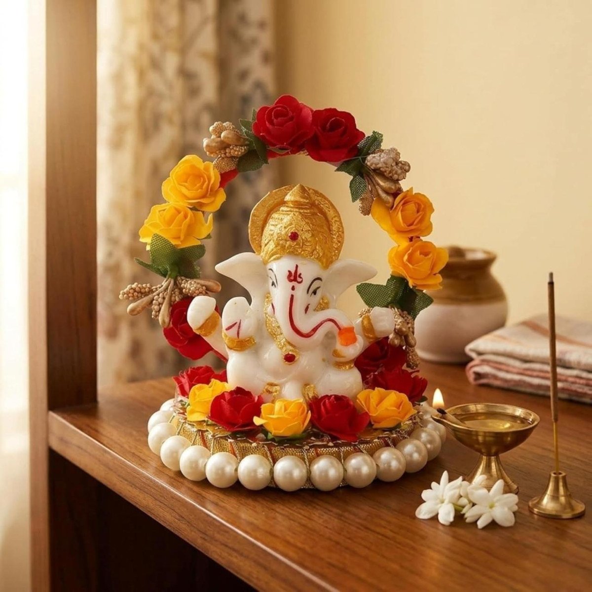 Ecraftindia Resin Lord Ganesha Idol On Decorative 
