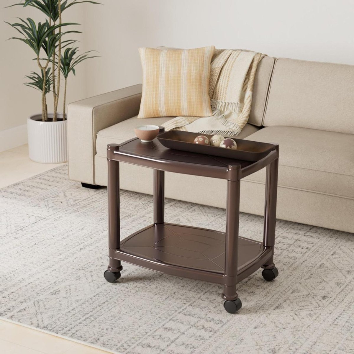 Esquire Delta Plastic Glossy Trolley Table (brown) 929