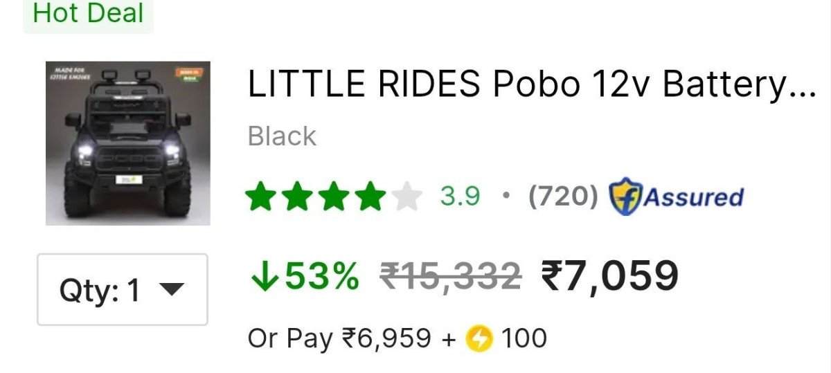 Little Rides Pobo 12v Jeep (black) 7 059
