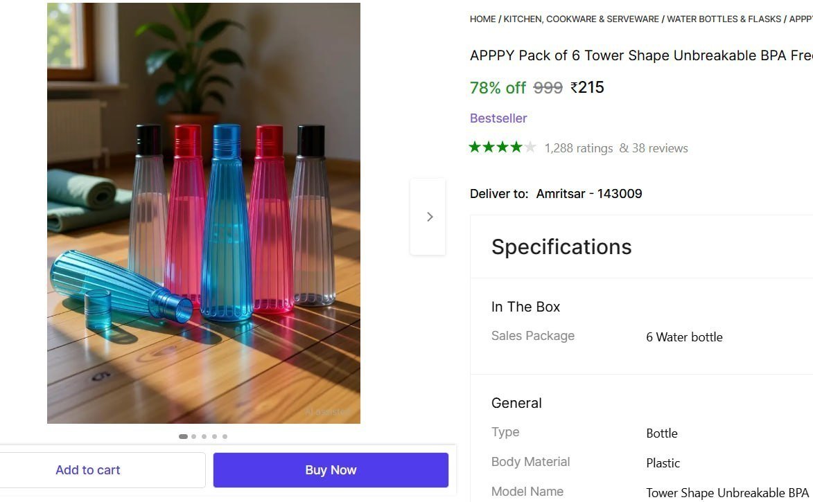 Pack Of 6 Water Bottle At 215