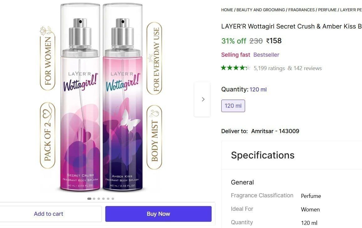Layer R Wottagirl Combo Perfume - 120 Ml (for Wome