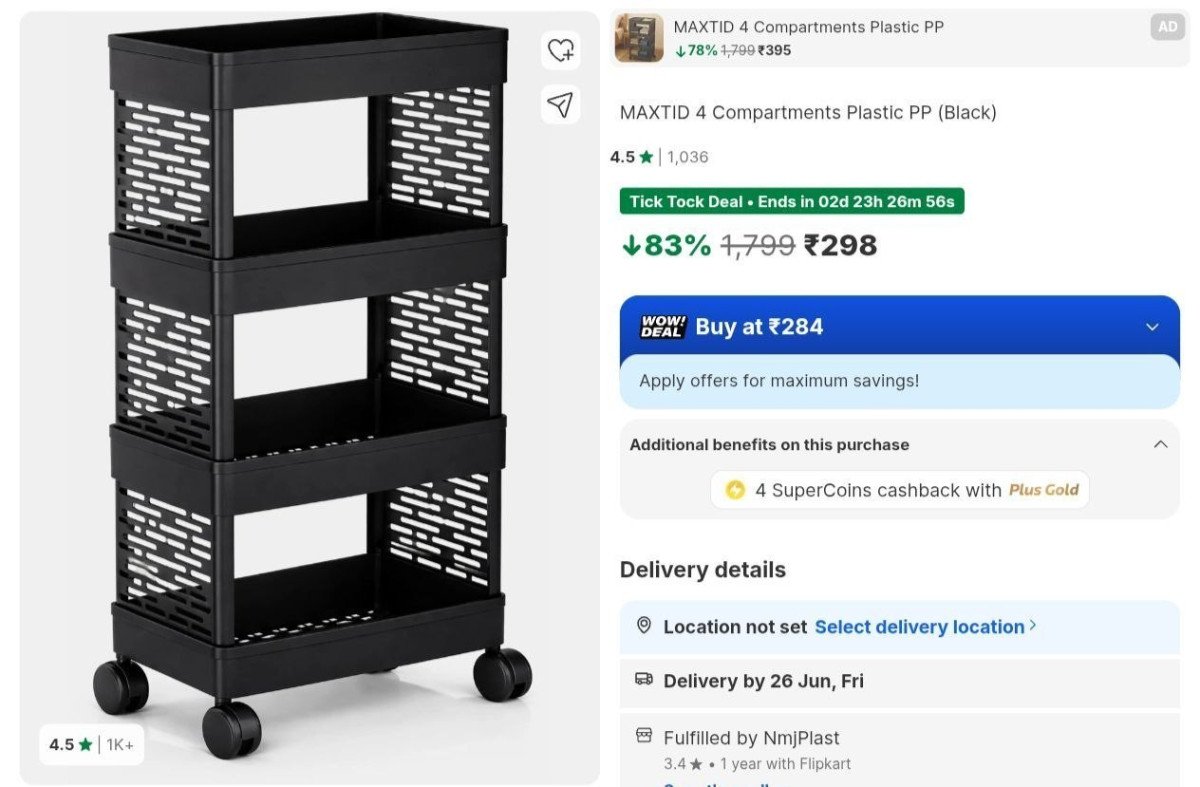 Loottt Fasttt4 Compartments Plastic Pp Storage Org