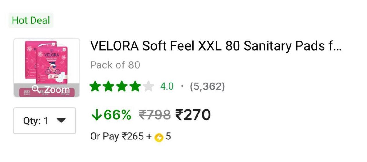 Velora Soft Feel Xxl - Sanitary Pads Pack Of 2 (80