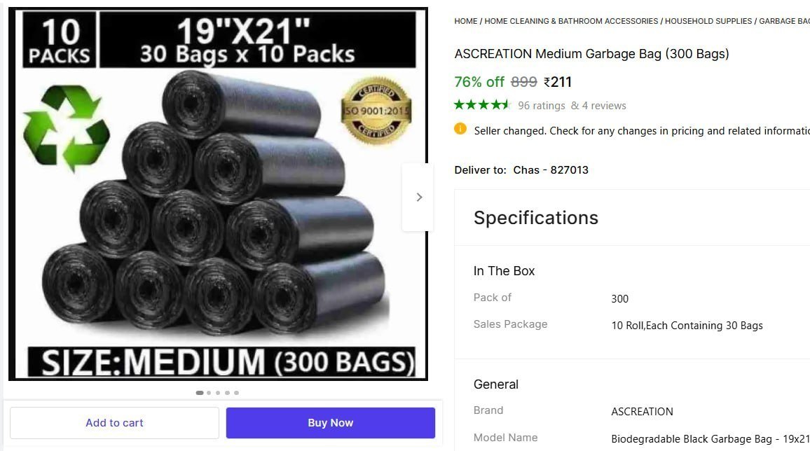 Medium Garbage Bag (300 Bags) 211