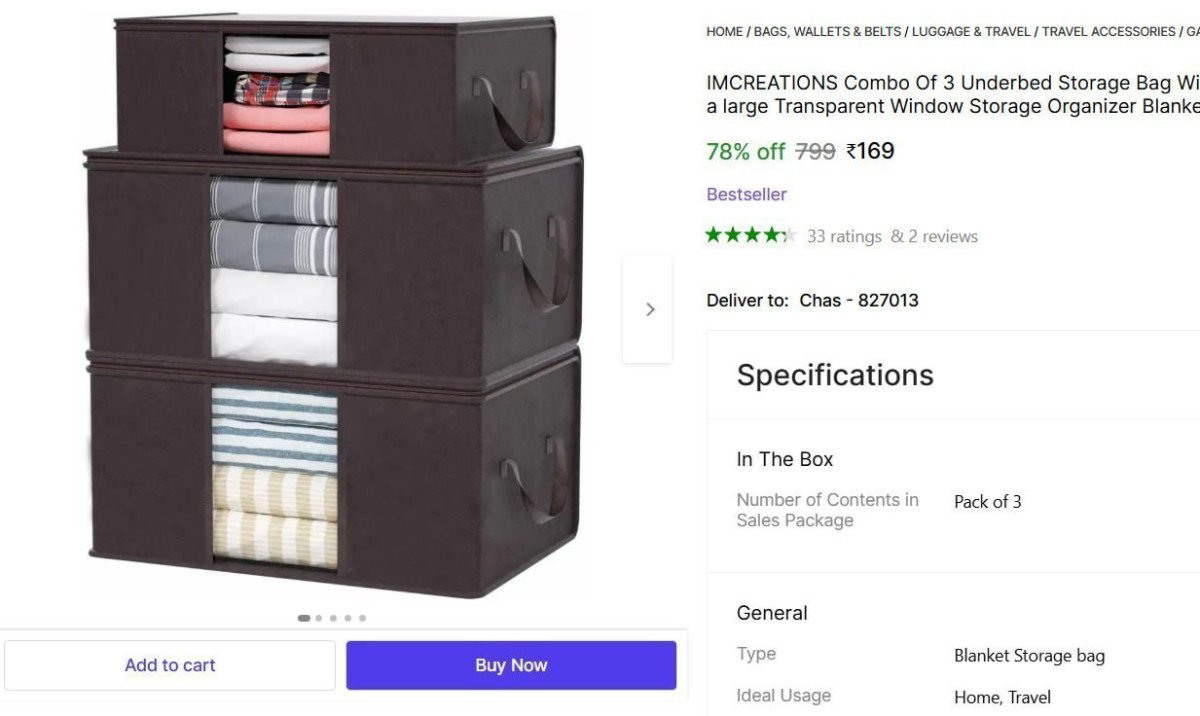 Combo Of 3 Underbed Storage Bag 169