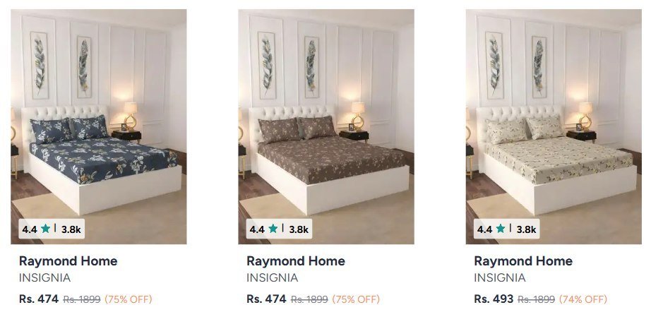 Myntra Premium Bedsheet Deals 1 Raymond Home Bedsh
