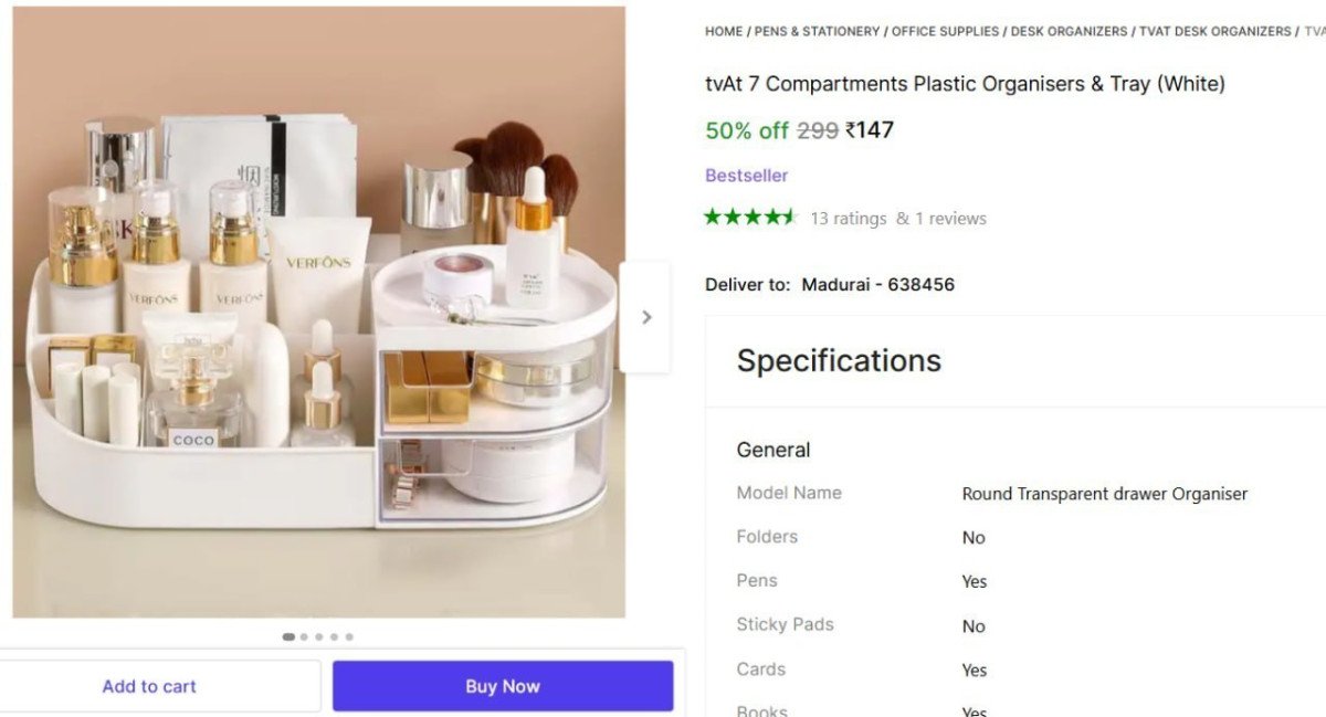 Compartments Plastic Organisers Tray 147