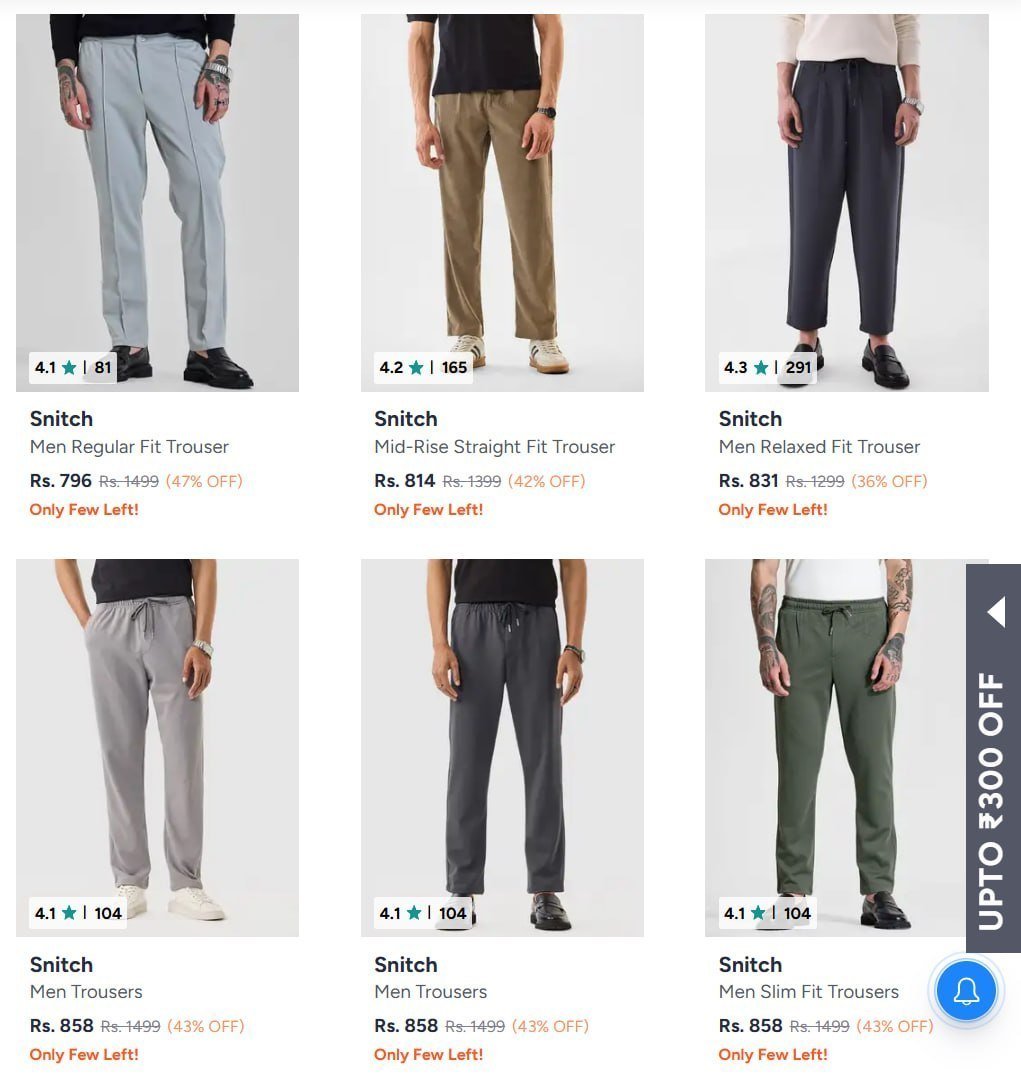 Looootsnitch Men S Casual Trousers 47 Starting Fro