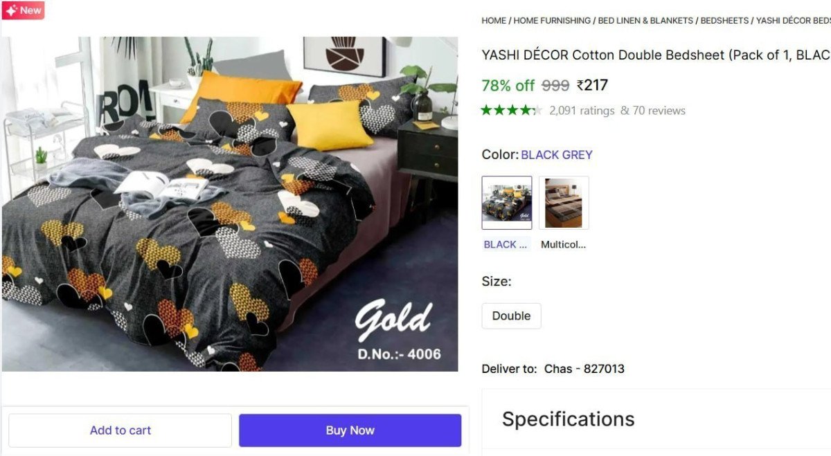 Double Bedsheet With 2 Pillow Cover Under 299