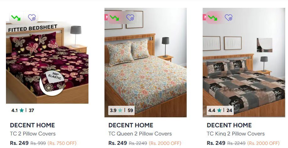 Myntra Fully Fitted Bedsheets Starting 249