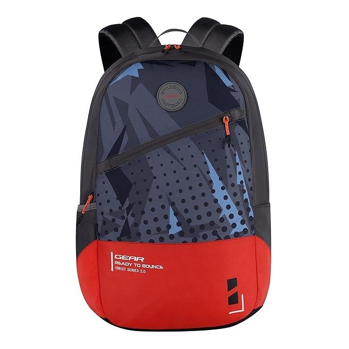 Gear Bounce 27 Ltrs Casual Backpack (grey-orange) 