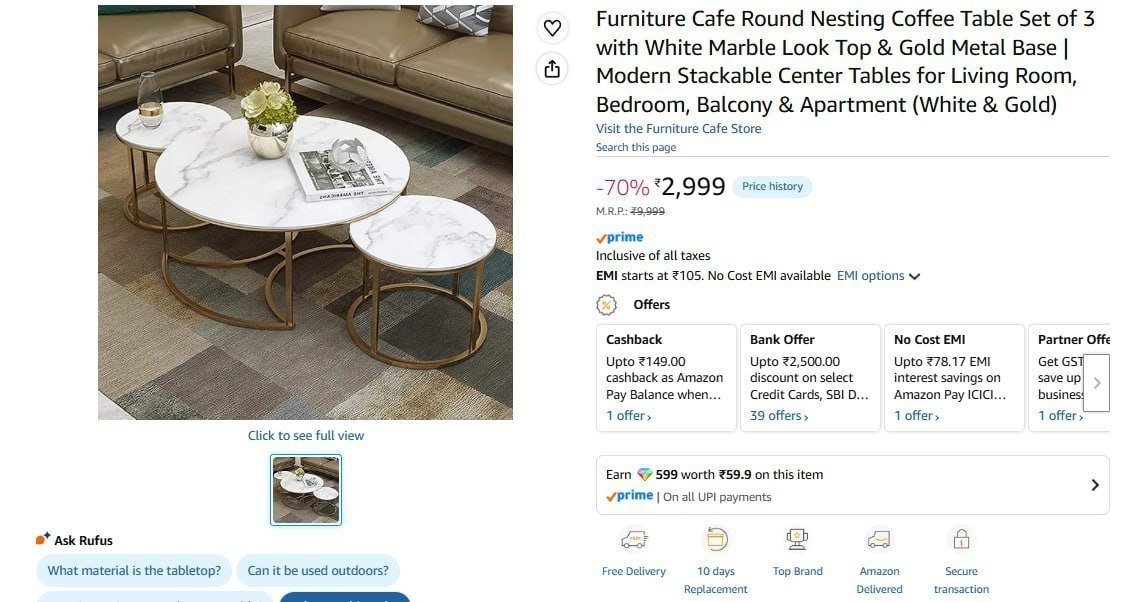 Lowest Coffee Table Set Of 3 2999