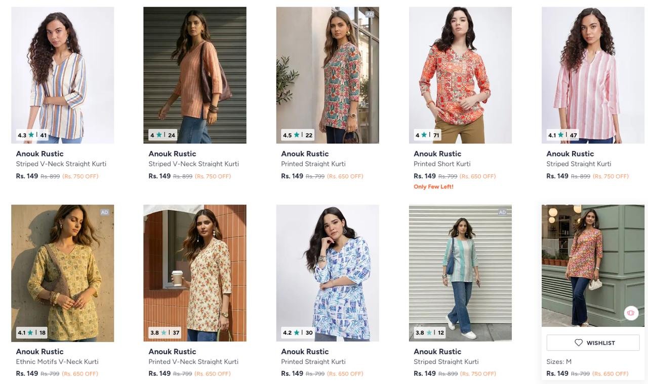 Myntra Kurta Sale Starting From Just 100 Range 100