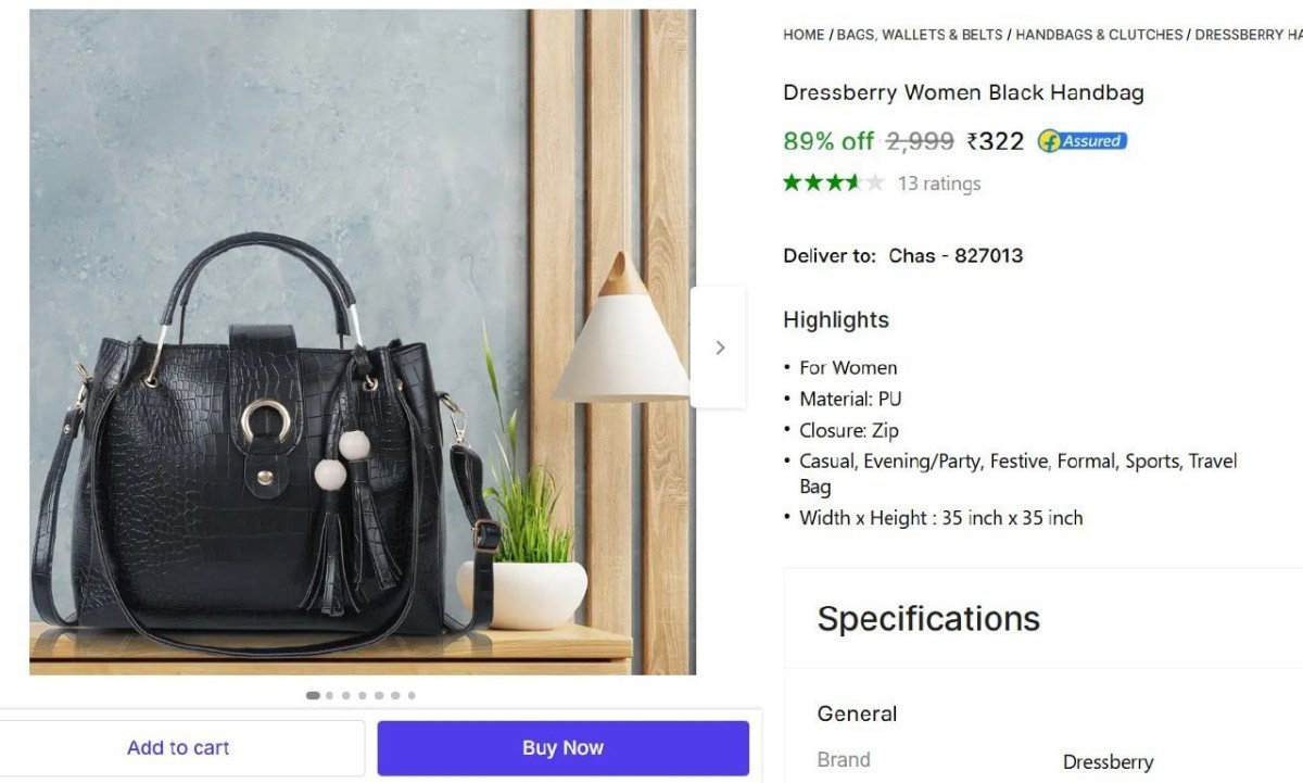 Dressberry Women Black Handbag 322
