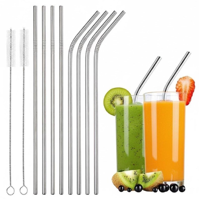 Stainless Steel Reusable Metal Straws With Cleanin