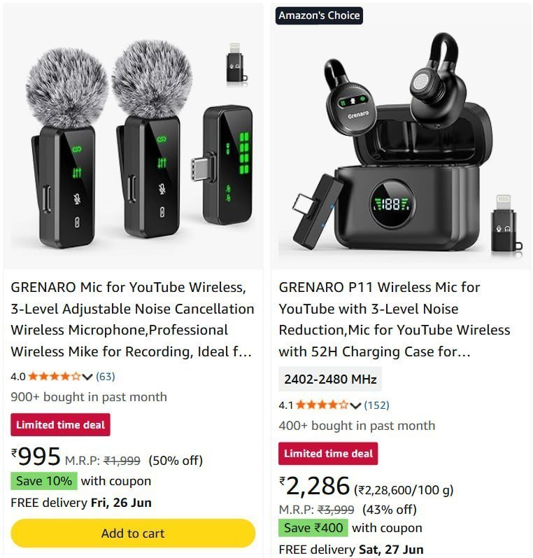 55 On Grenaro Wireless Mic With Noise Cancellation
