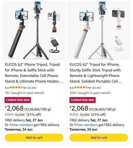 Amazon 31 On Eucos Selfie Stick Tripods With Remot