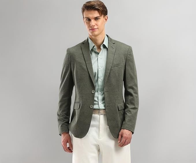 Arrow Textured Slim Fit Blazer For Men - Button Cl