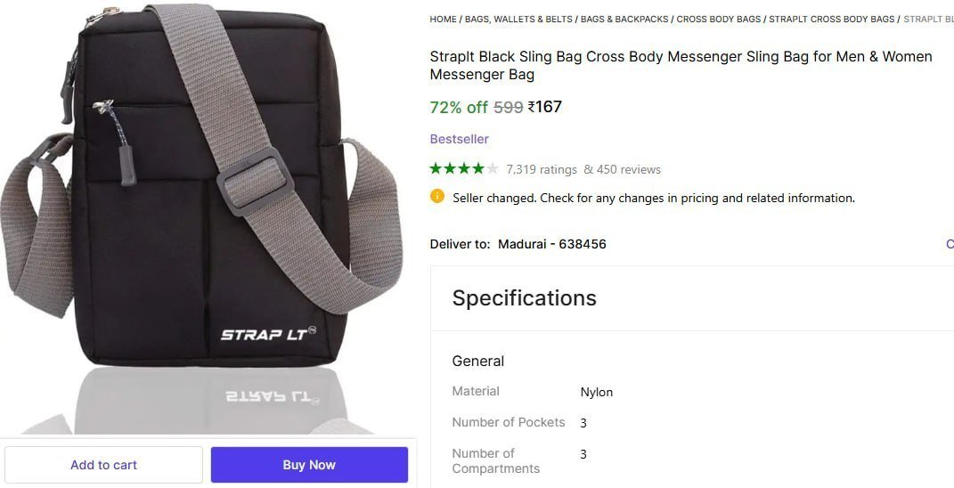 Cross Body Messenger Sling Bag 167