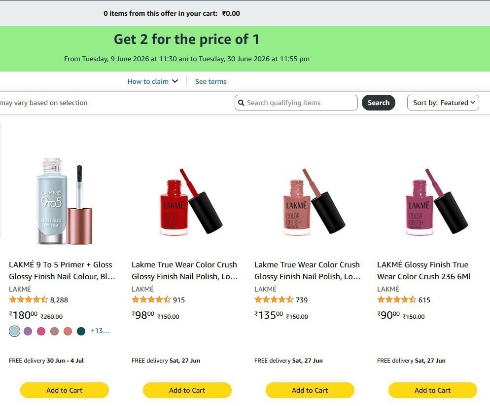 Looootamazon Lakme Buy 1 Get 1 Offeradd Any 2