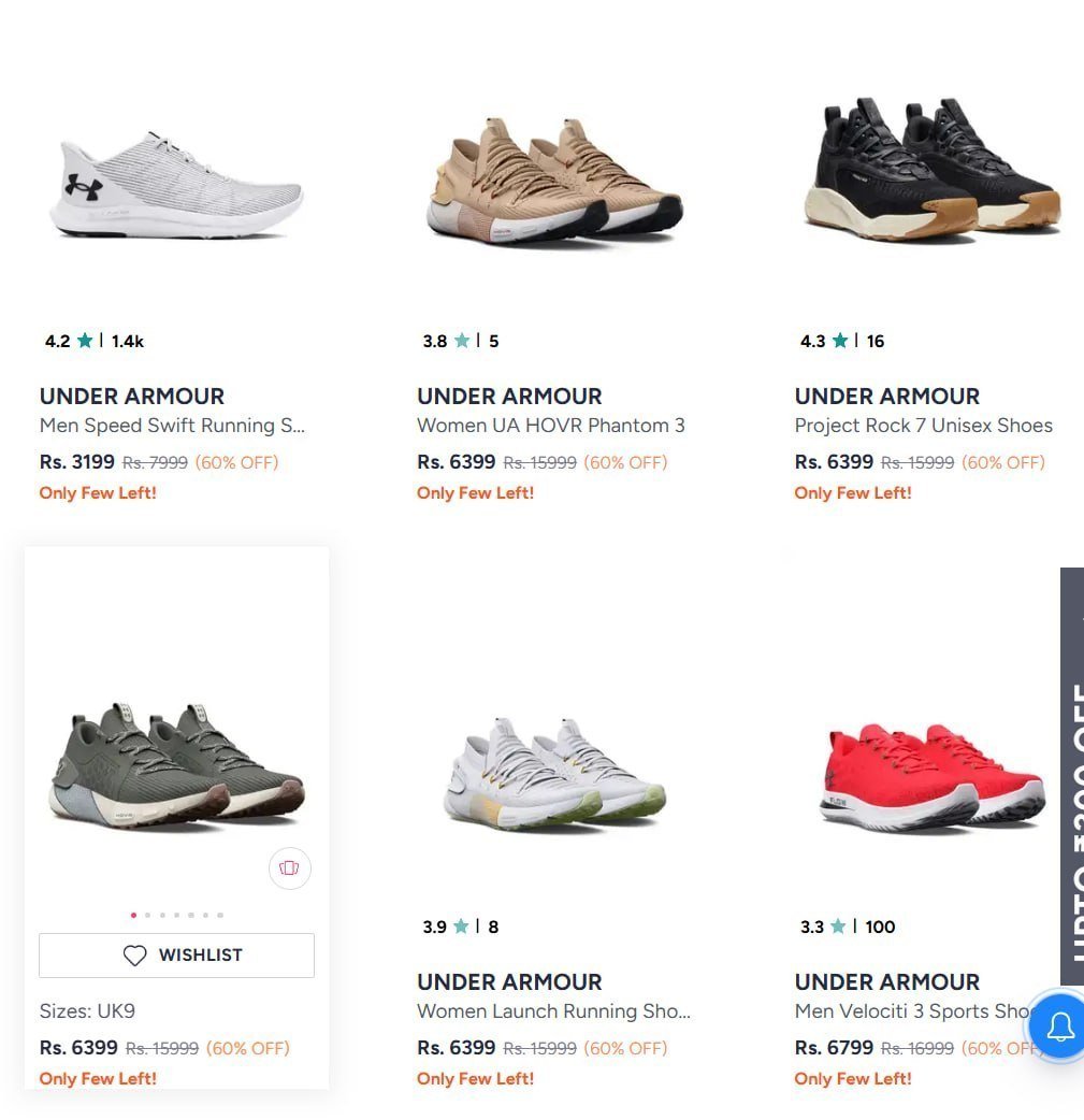 Looootunder Armour Sports Shoes 60 Starting From R