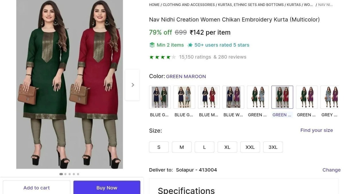 Women Embroidered Kurta At 142min 2 124