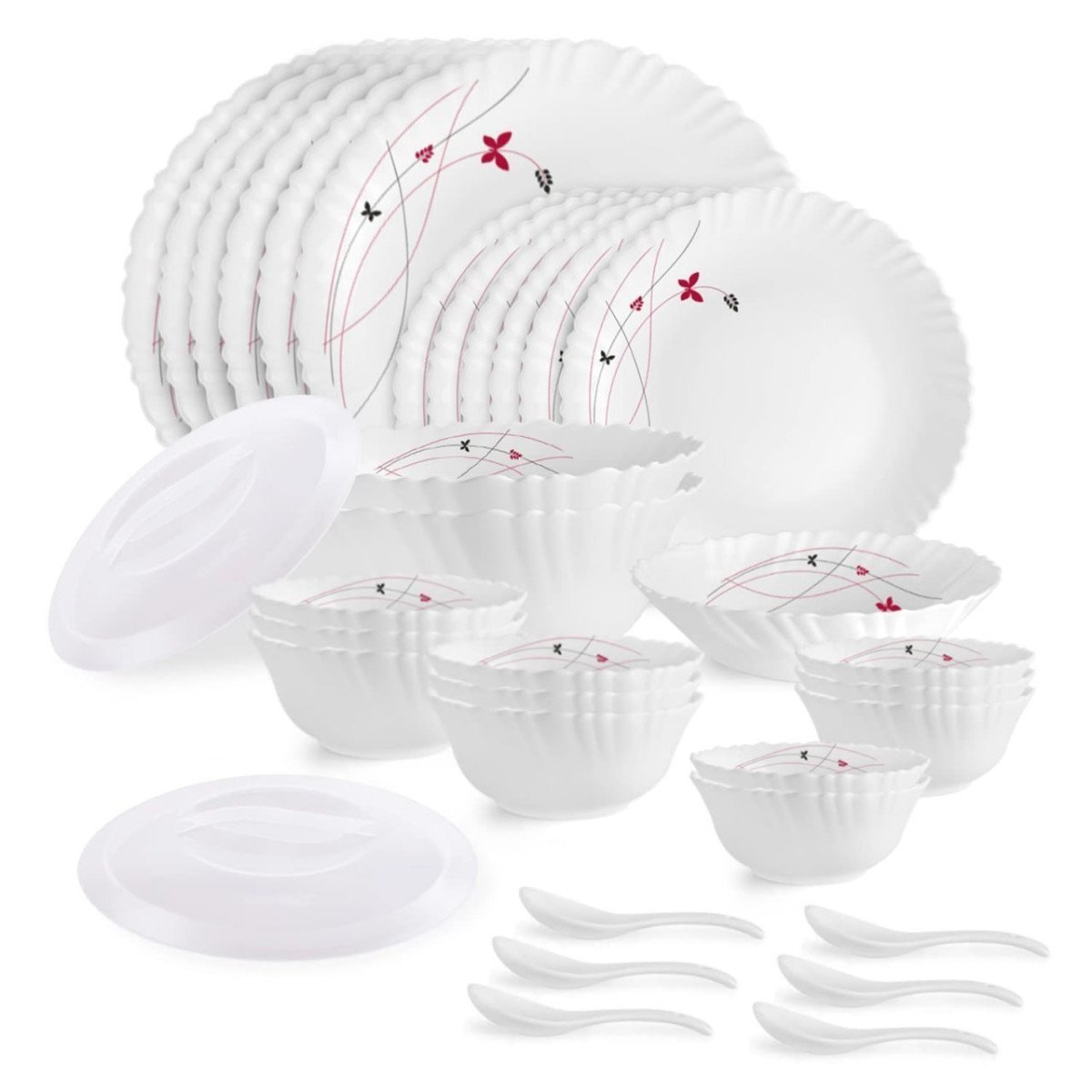 Cello Opalware Dazzle Series Lush Fiesta 35 Piece 