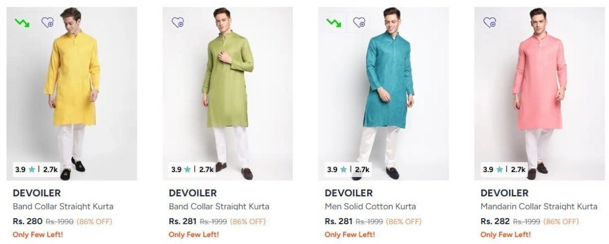 Myntra 86 On Men S Kurta Starting From