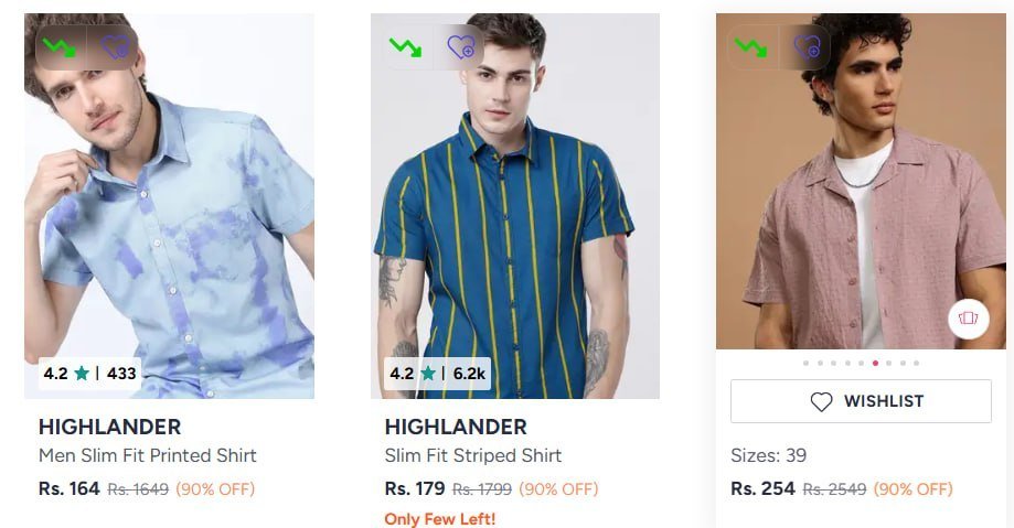 Myntra 85 On Highlander Clothing Shirts T-shirt Tr